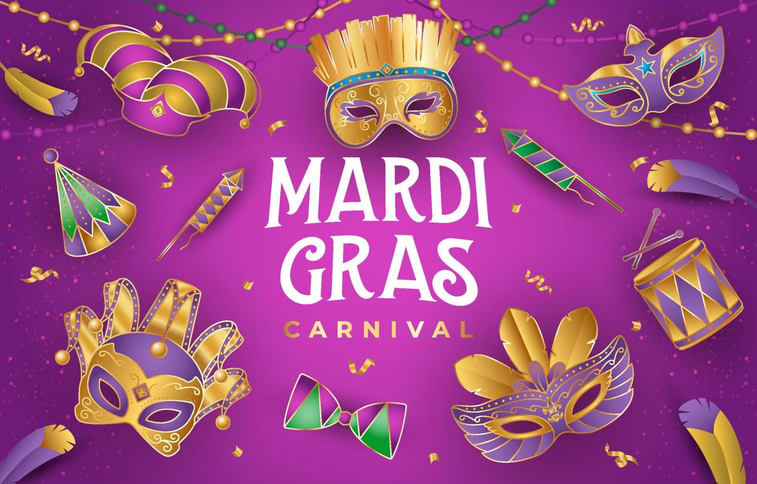 Mardi gras karneval bakgrund vektor design illustration