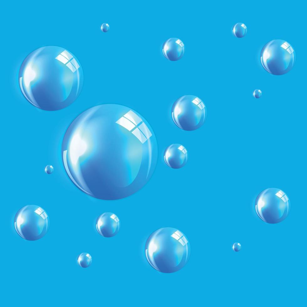genomskinliga bubblor på blå bakgrund. vektor illustration