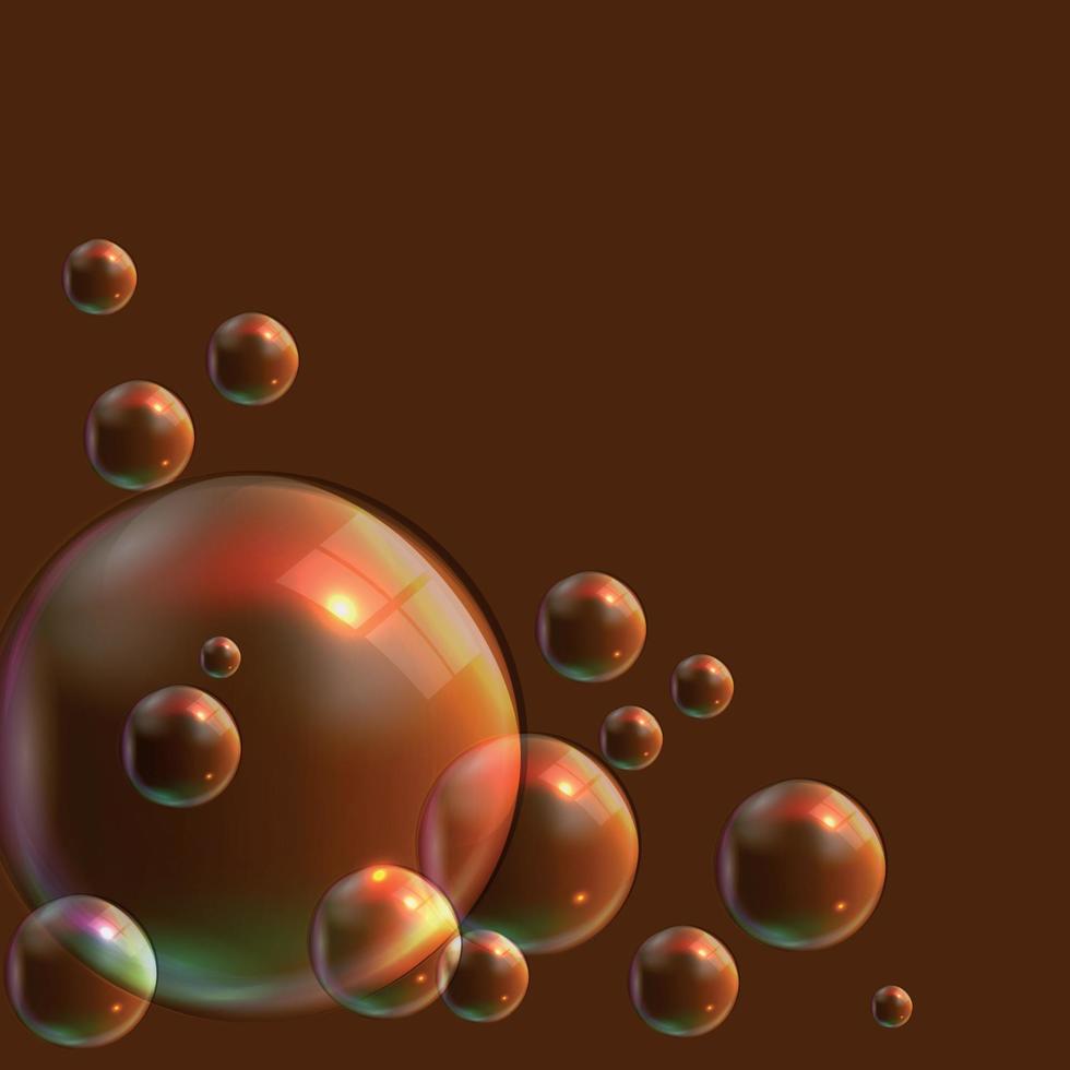 genomskinliga bubblor på brun bakgrund. vektor illustration