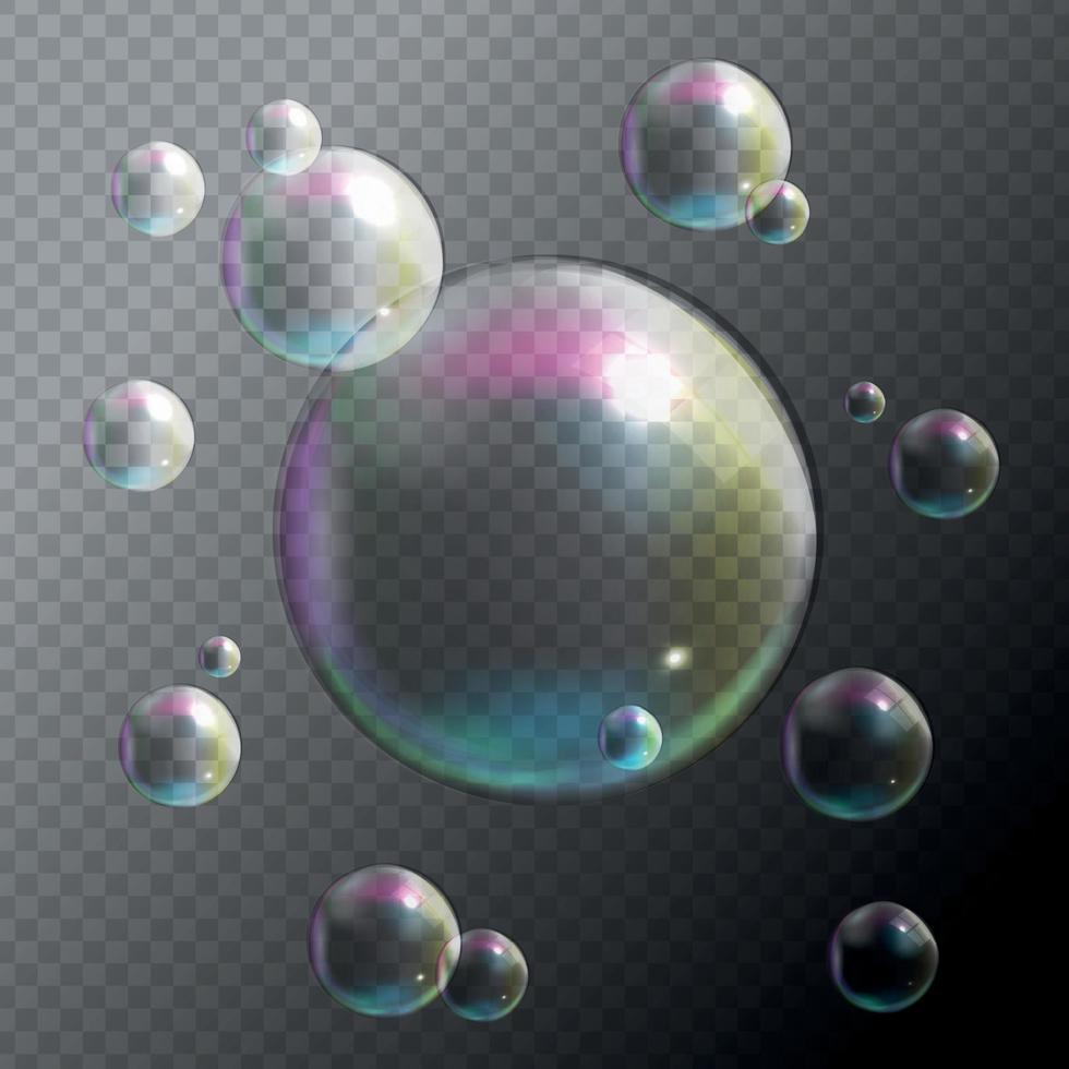 genomskinliga bubblor på grå bakgrund. vektor illustration