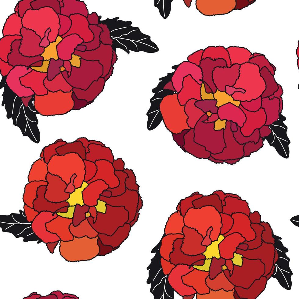 Natürlicher nahtloser Musterhintergrund aus Tagetes-Blumen-Vektorillustration vektor