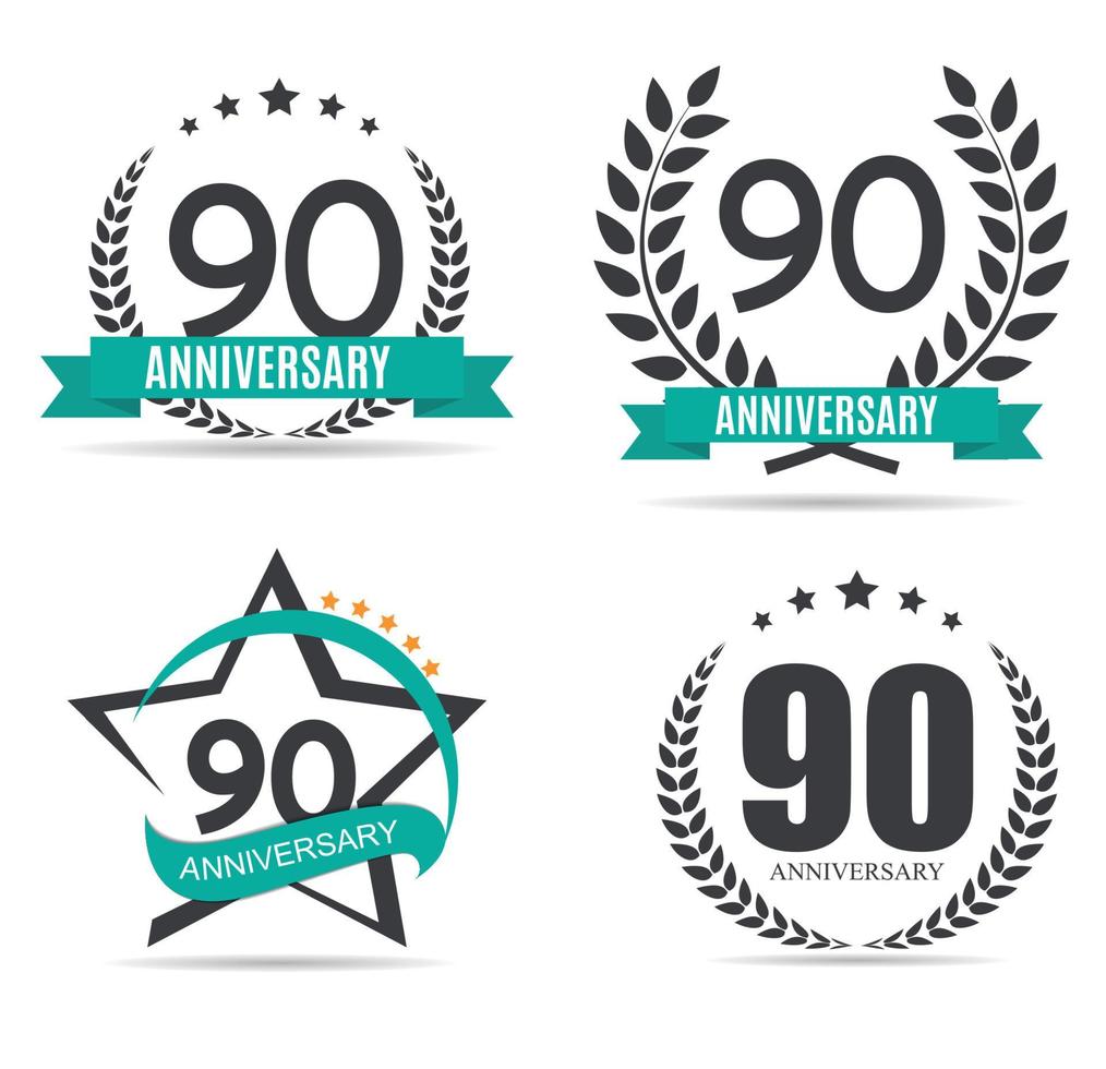 Vorlage Logo 90 Jahre Jubiläum Set Vector Illustration