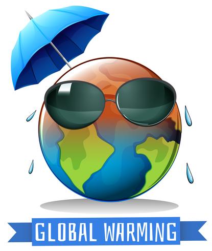Global uppvärmning med jord och paraply vektor
