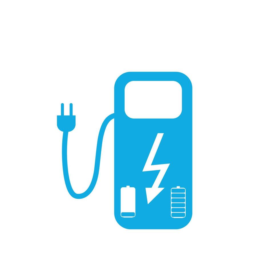 konceptbränslestation för elbilar på batterier. vektor illustration.