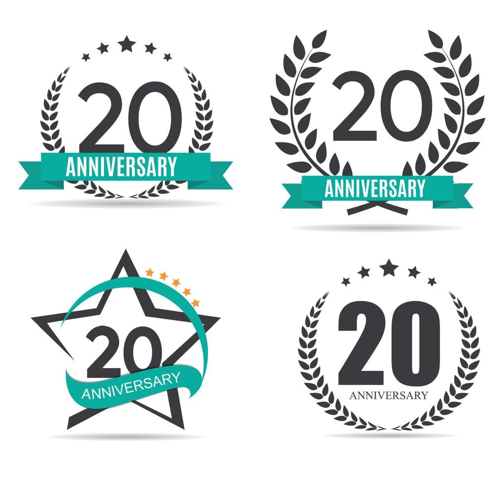 mall logotyp 20 års jubileum set vektorillustration vektor