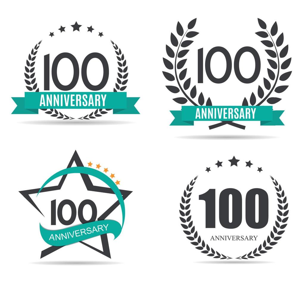 Vorlage Logo 100 Jahre Jubiläum Set Vector Illustration