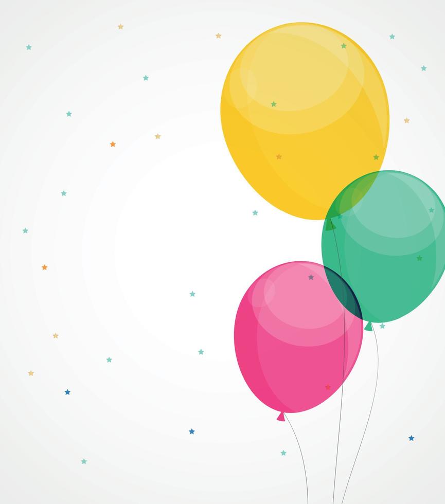 glänsande grattis på födelsedagen ballonger bakgrund vektor illustration