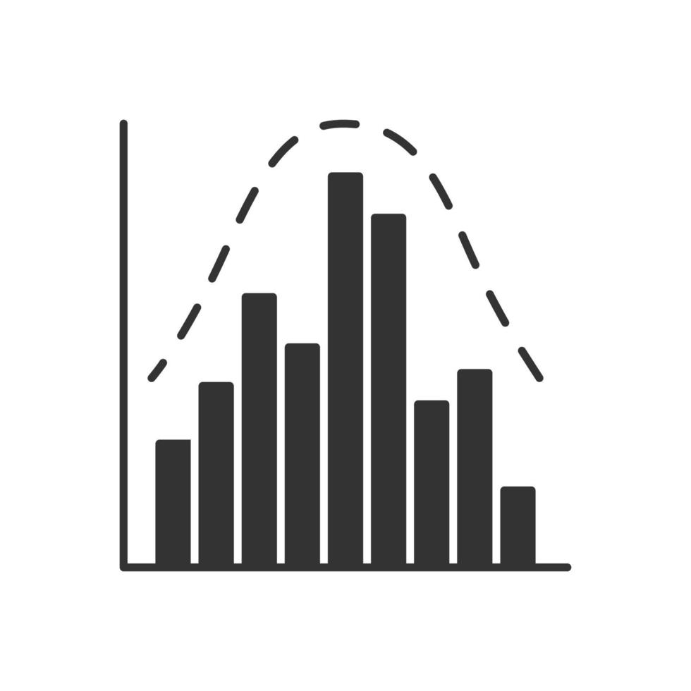 histogram glyfikon. diagram. affärsinformation. finansiell analys. visualisering av statistikdata. rapportera i synlig form. siluett symbol. negativt utrymme. vektor isolerade illustration