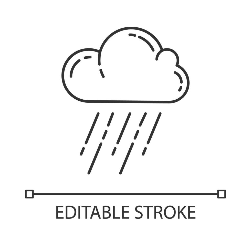 skyfall linjär ikon. regnstorm. moln, kraftigt regn. ösregn. väderhändelse. monsun. regnperiod. tunn linje illustration. kontur symbol. vektor isolerade konturritning. redigerbar linje