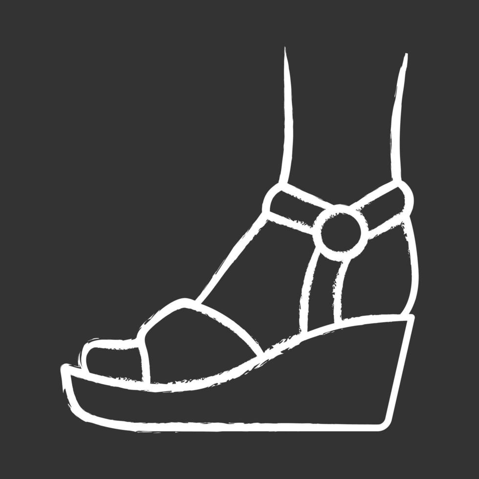 Keile Kreidesymbol. Frau stilvolles Schuhdesign. weibliche Freizeitschuhe, Sommersandalen mit Plateau-Ferse-Seitenansicht. modisches und trendiges Bekleidungszubehör. isolierte vektortafelillustration vektor