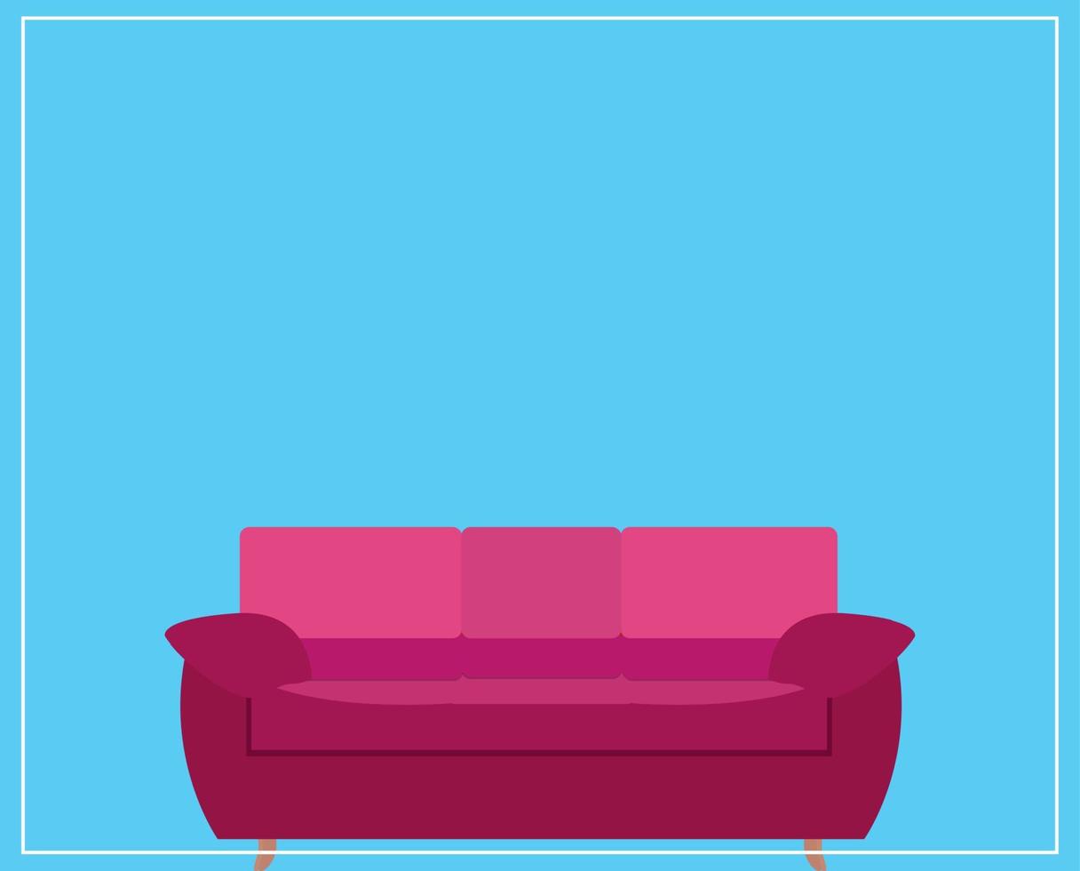 Rosa Sofa-Symbol auf blauem Hintergrund. Vektor-Illustration. vektor