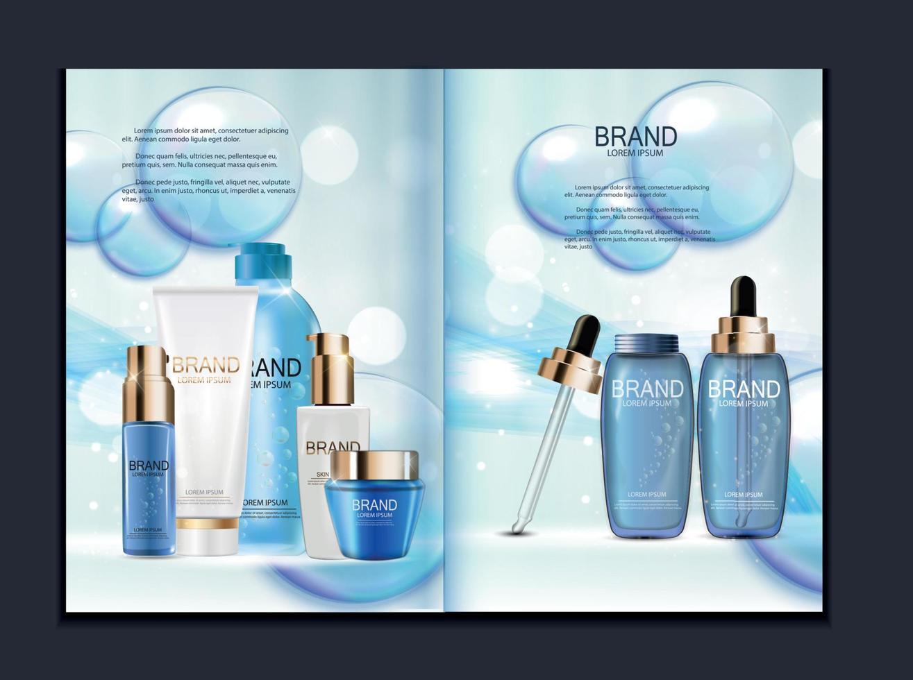 design kosmetika produkt broschyr mall för annonser eller tidningen bakgrund. 3D realistisk vektor iillustration