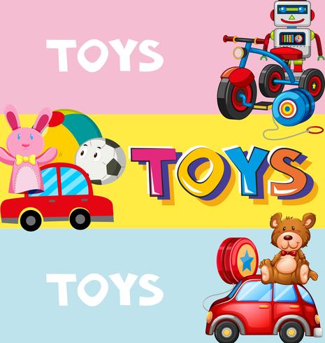 Affischdesign med leksaker i bakgrunden vektor