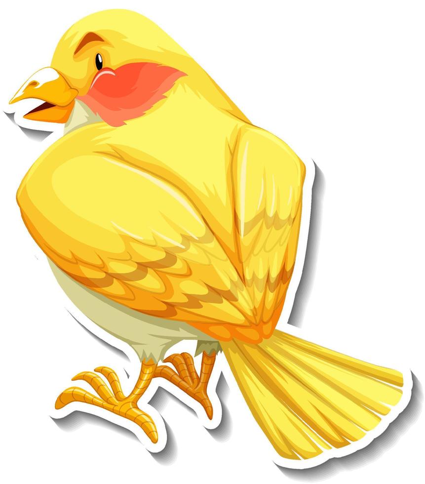 kleiner gelber Vogel-Tier-Cartoon-Aufkleber vektor