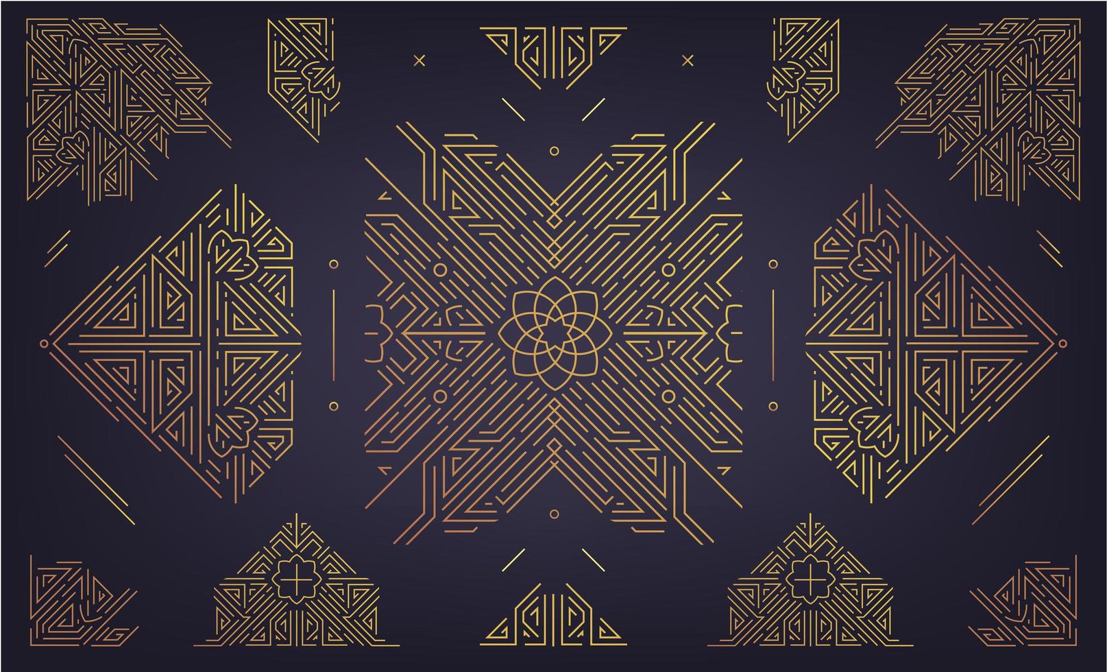 Satz von Vektor-Art-Deco-goldenen Grenzen, Rahmen. kreative Vorlagen im Stil der 1920er Jahre. trendiges Cover, grafisches Poster, Gatsby-Broschüre, Design, Verpackung und Branding. geometrische Formen, Ornament vektor