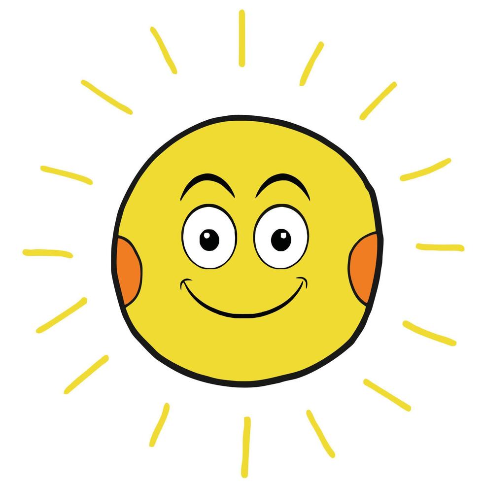 glad leende sol med strålar vektor