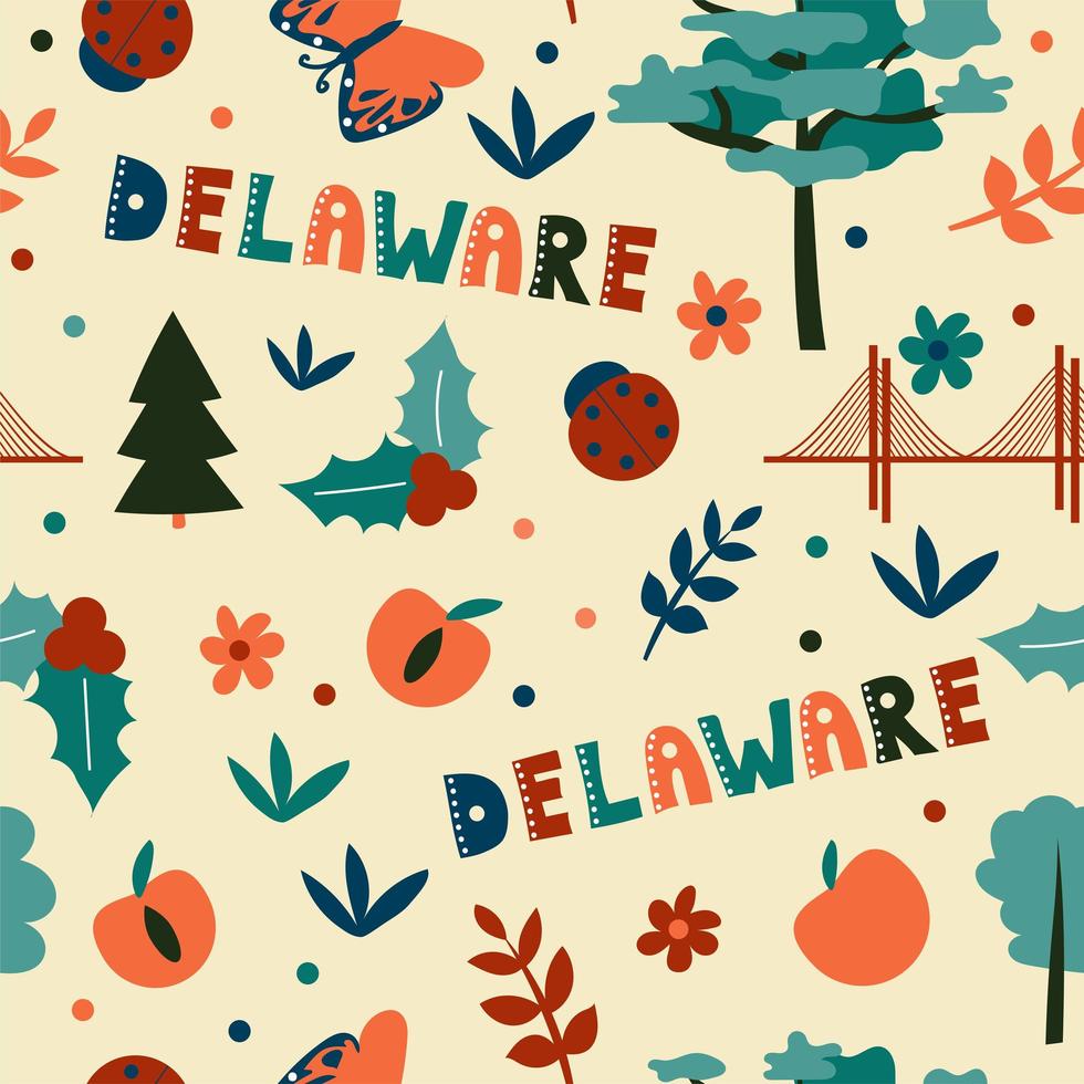 usa samling. vektor illustration av delaware tema. statens symboler