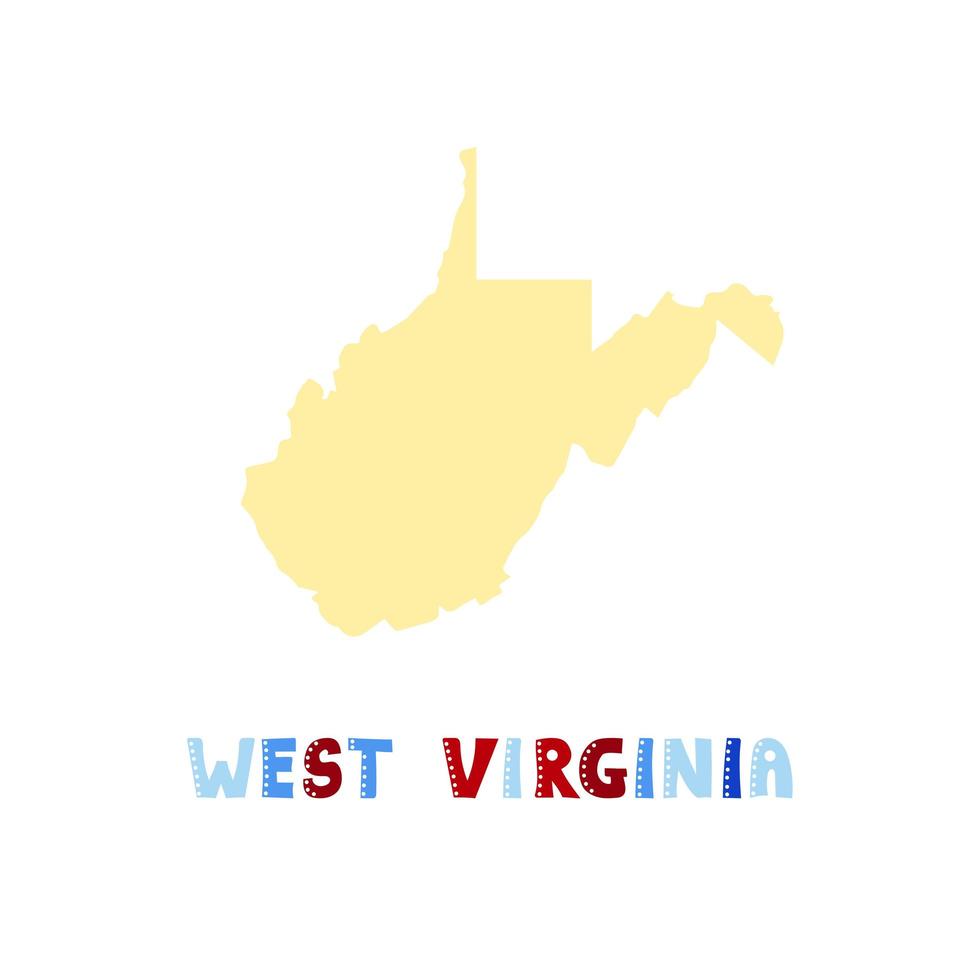 USA-Sammlung. Karte von West Virginia - gelbe Silhouette vektor