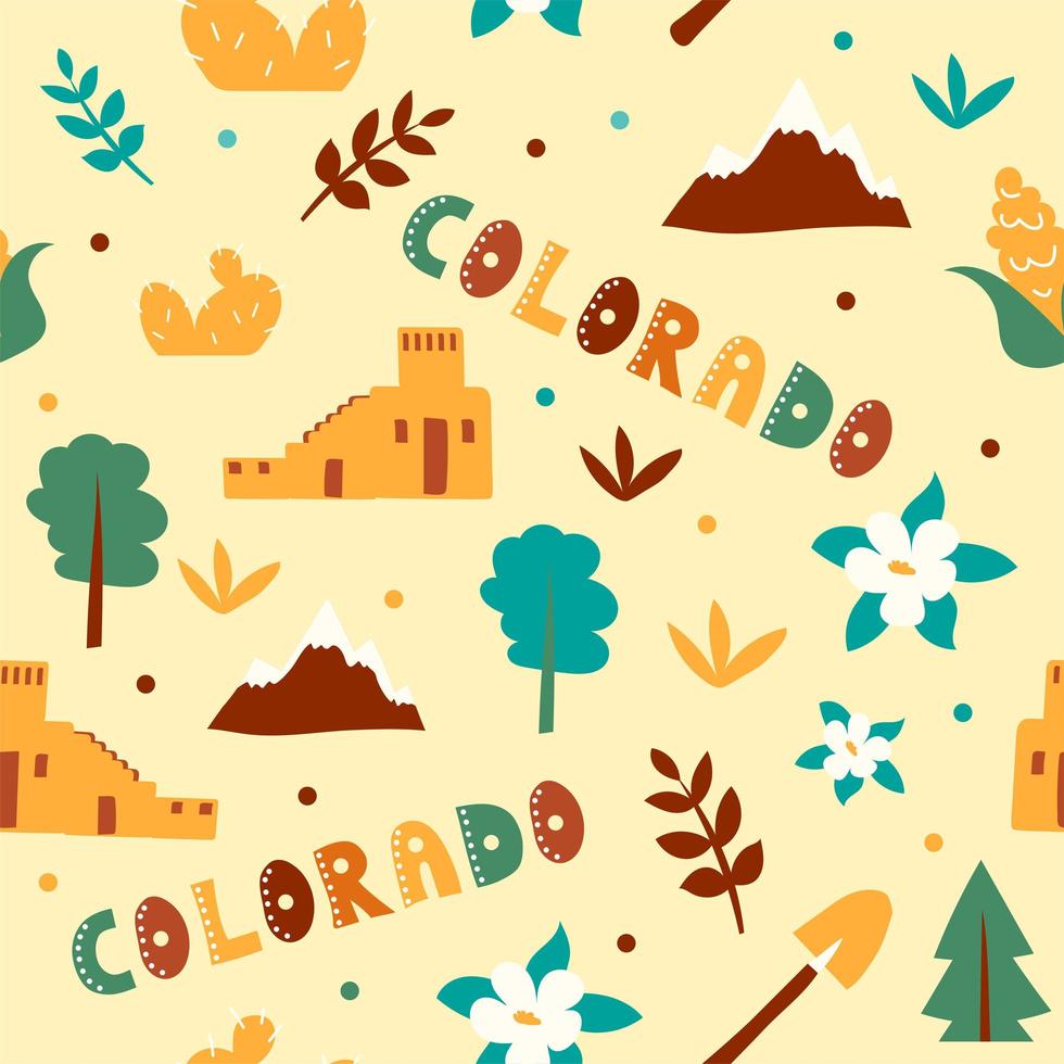 usa samling. vektor illustration av colorado tema. statens symboler