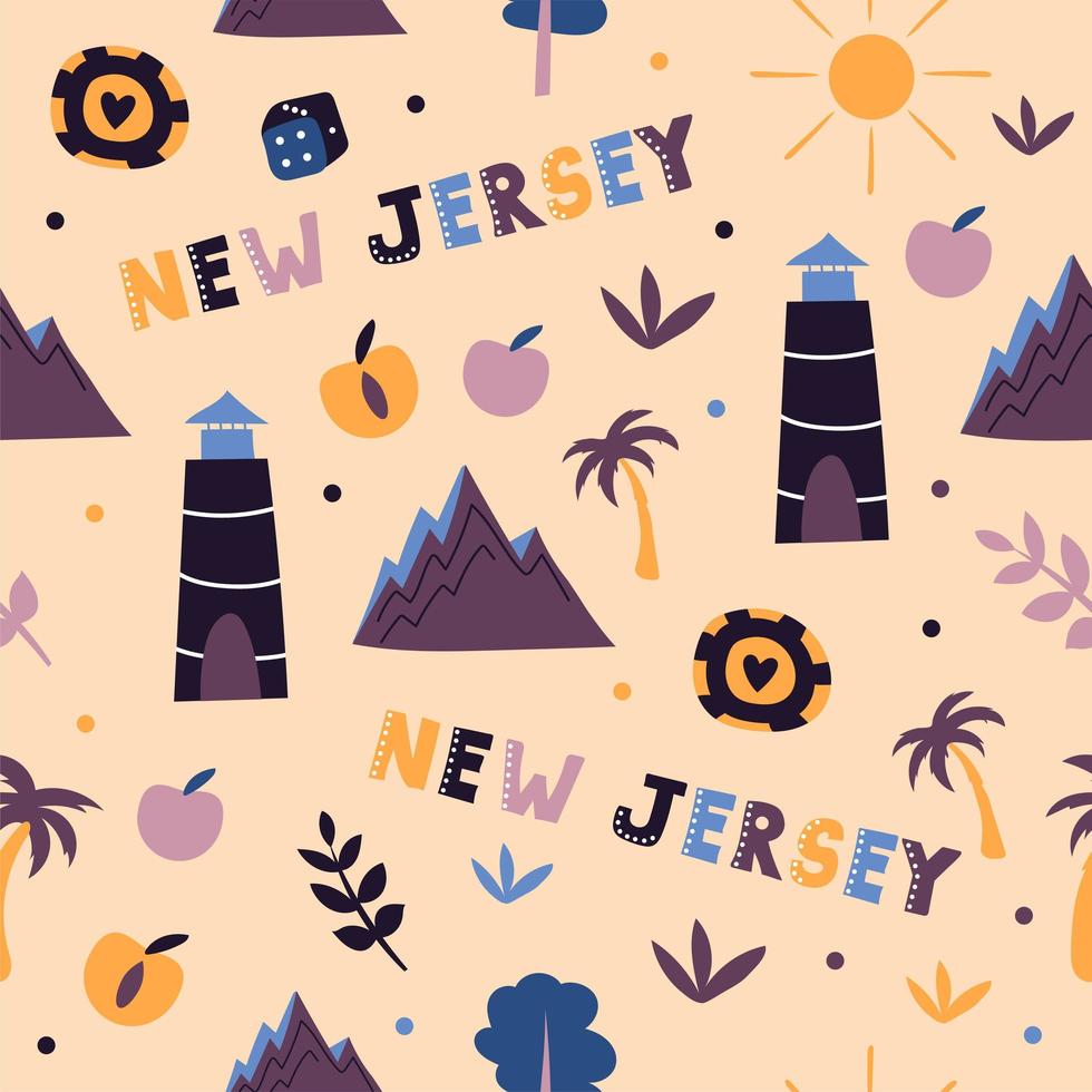 usa samling. vektor illustration av new jersey tema. statens symboler