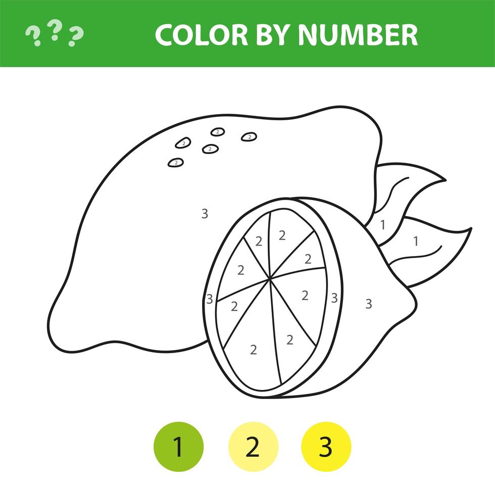 vektor illustration färgläggning av siffror pedagogiskt spel med tecknad citron