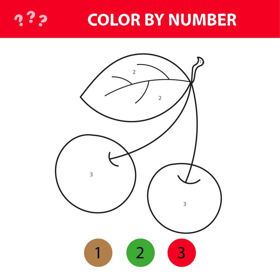 körsbär - målarsida, färg efter siffror. arbetsblad för utbildning. spel för barn vektor