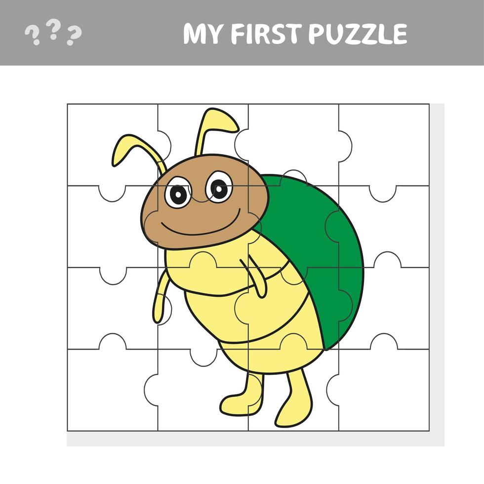 Cartoon-Illustration von Puzzle-Spiel für Kinder im Vorschulalter mit lustigem Käfer vektor