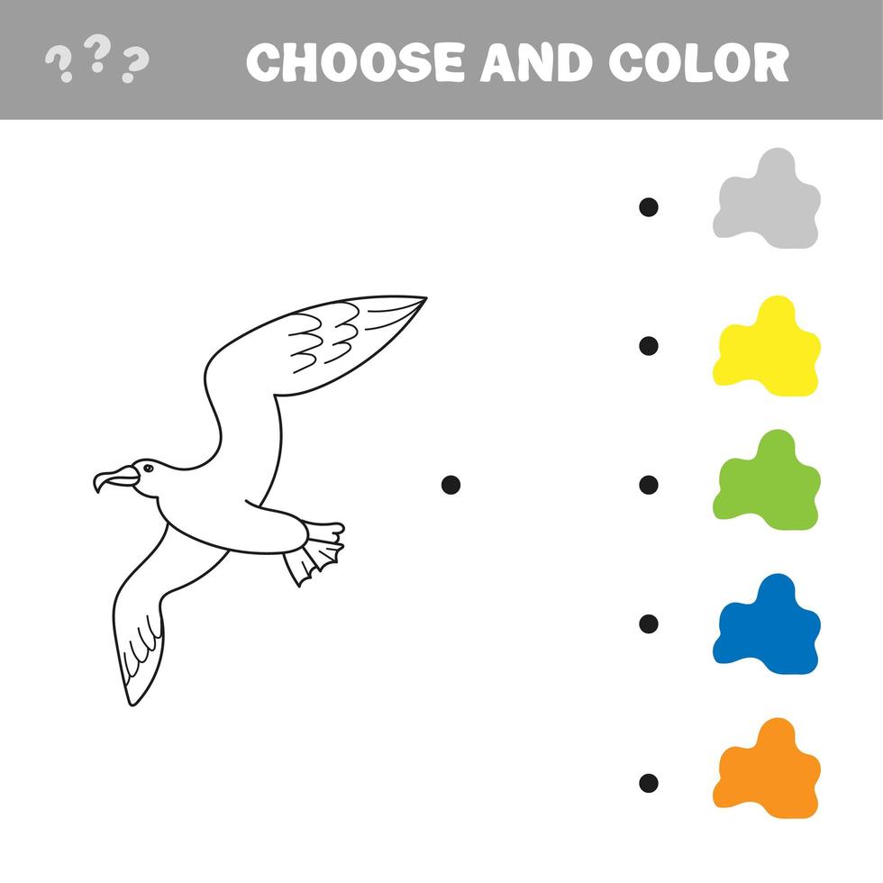 pedagogiskt spel målarbok mås fågel vektorillustration vektor
