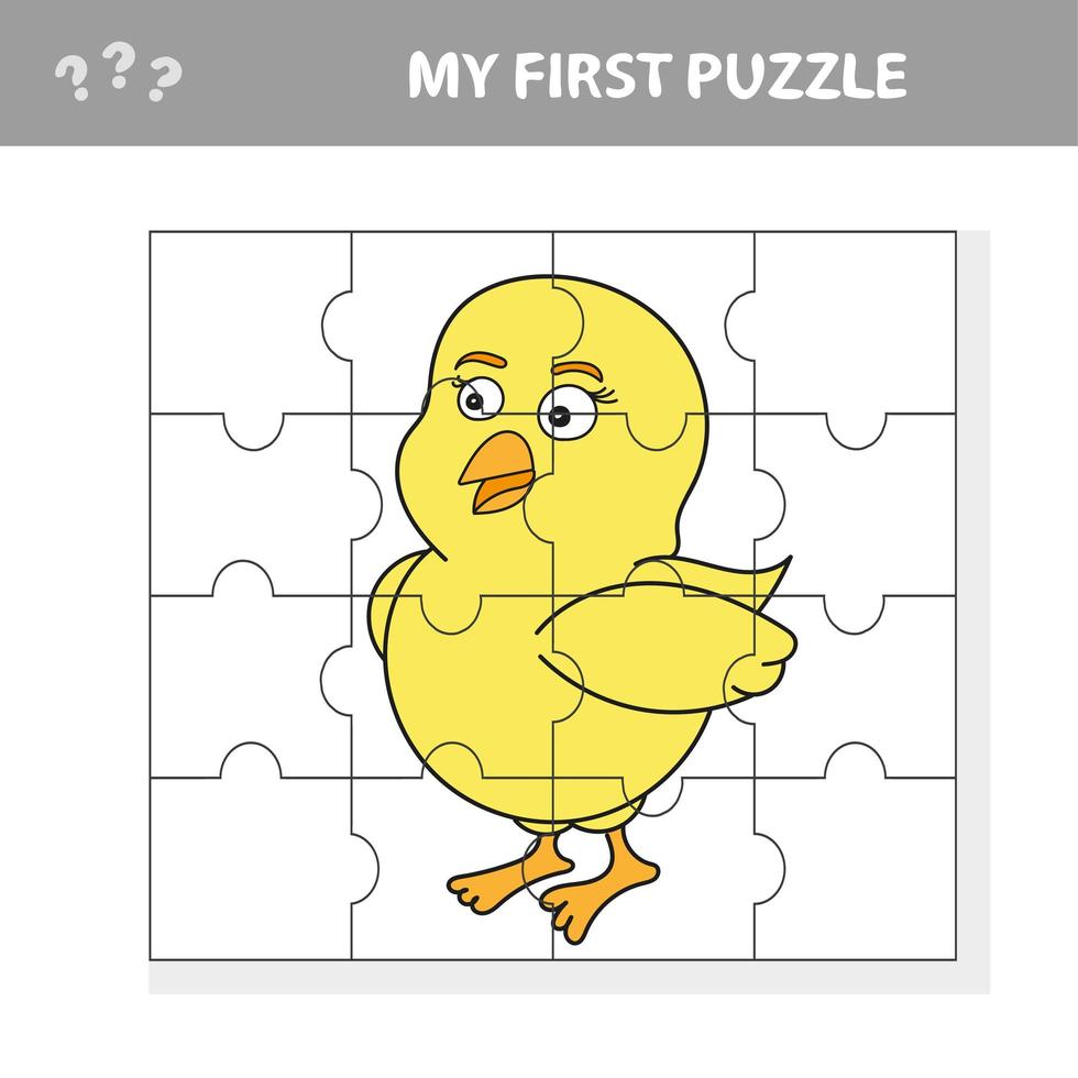 tecknad utbildning pusselspel för förskolebarn med kyckling vektor