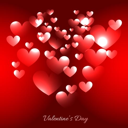 valentin dag hjärtan illustration i röd bakgrund vektor