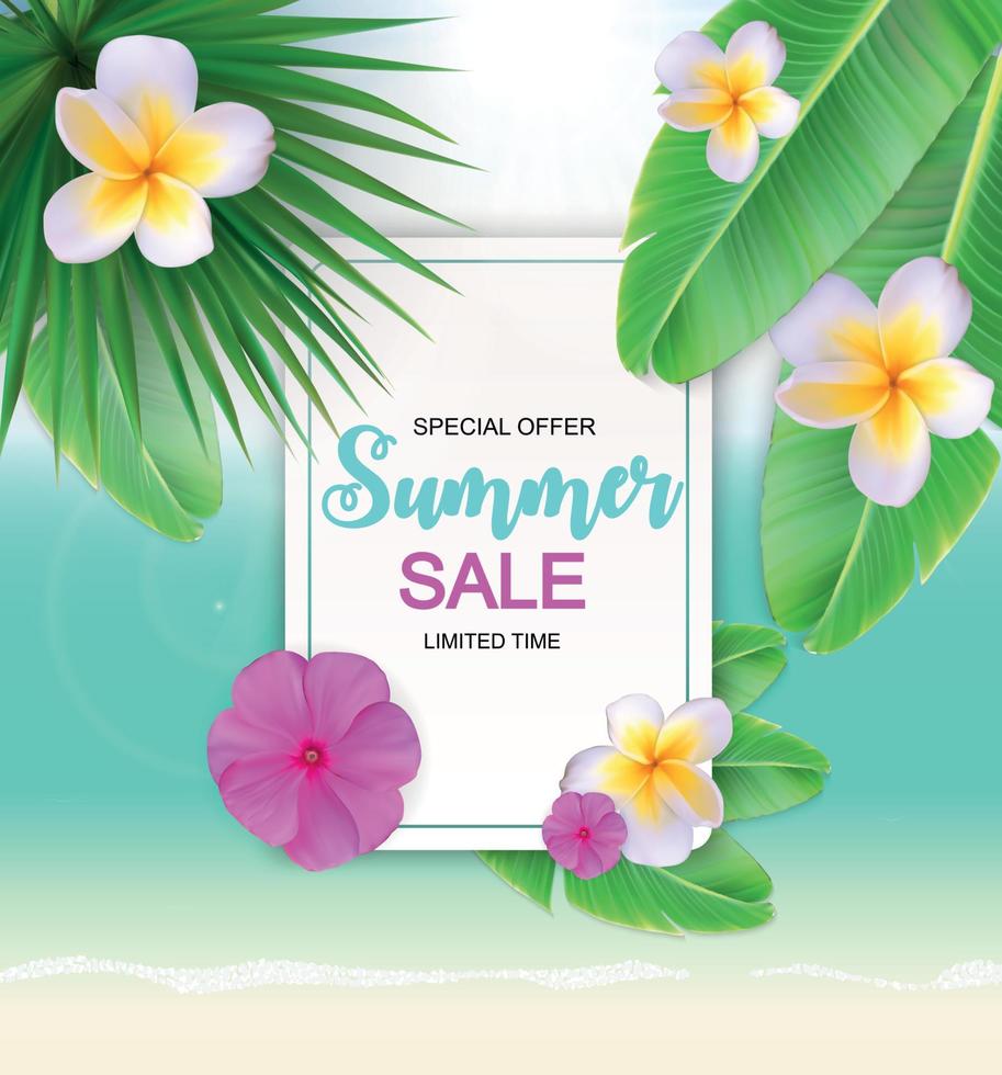 Sommer Verkauf süßer Hintergrund mit Blumen. Vektor-Illustration vektor