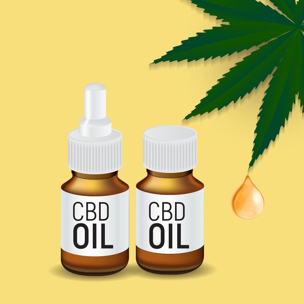 cbd oljeprodukter, cannabisolja för medicinska och kosmetiska ändamål. vektorillustration vektor