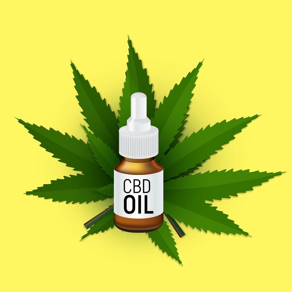 cbd oljeprodukter, cannabisolja för medicinska och kosmetiska ändamål. vektorillustration vektor