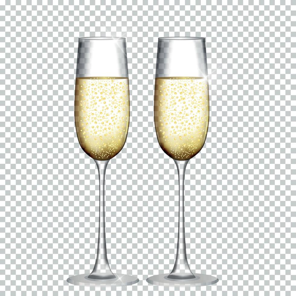 zwei Glas Champagner auf transparentem Hintergrund isoliert. Vektor-Illustration vektor