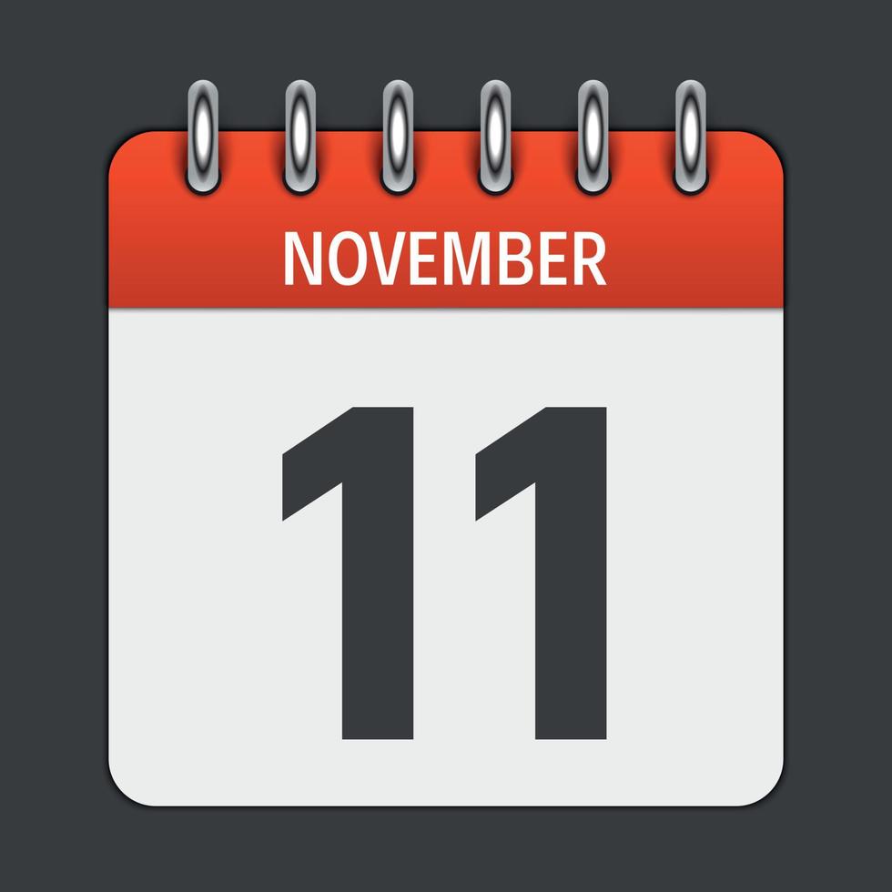 11 november kalender daglig ikon. vektor illustration emblem. element av design för dekoration kontorsdokument och applikationer. logotyp för dag, datum, månad och helgdag