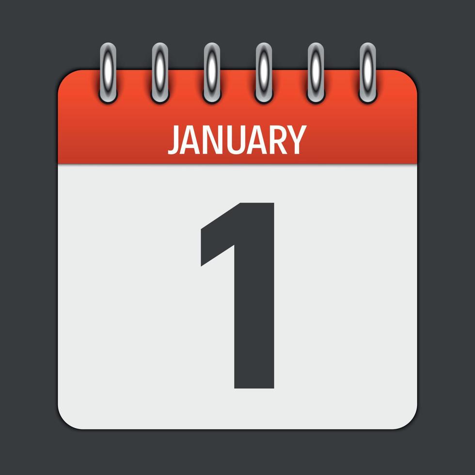 1 januari kalender daglig ikon. vektor illustration emblem. element av design för dekoration kontorsdokument och applikationer. logotyp för dag, datum, månad och helgdag. nyår