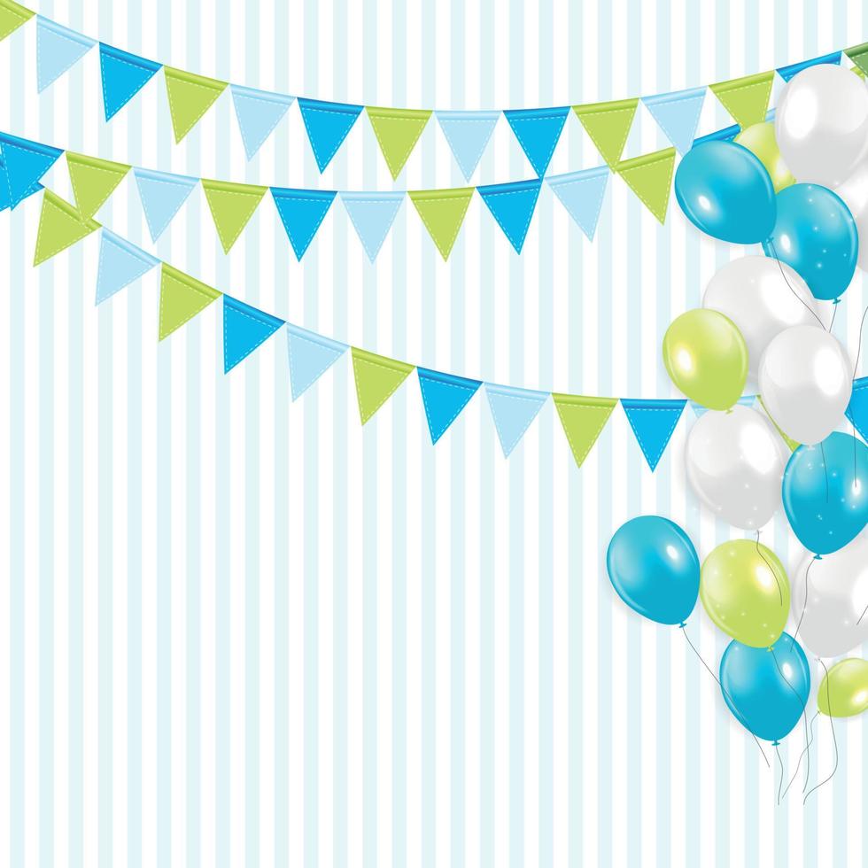 Party-Hintergrund mit Flaggen und Luftballons-Vektor-Illustration vektor