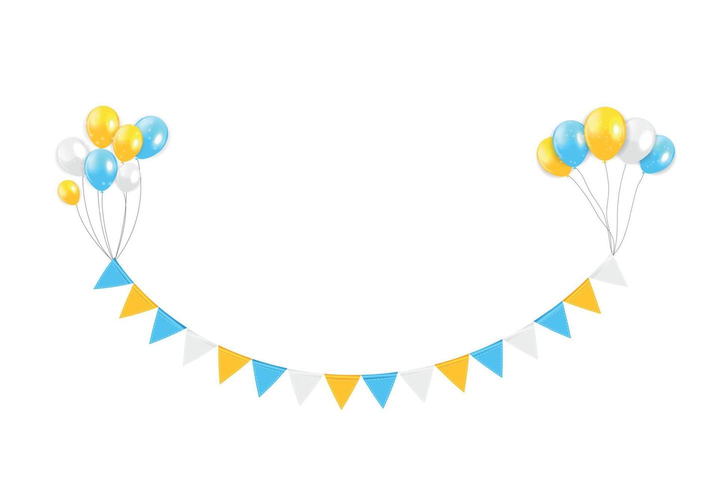 Party-Design-Element mit Flaggen und Luftballons isoliert auf weißem Hintergrund-Vektor-Illustration vektor
