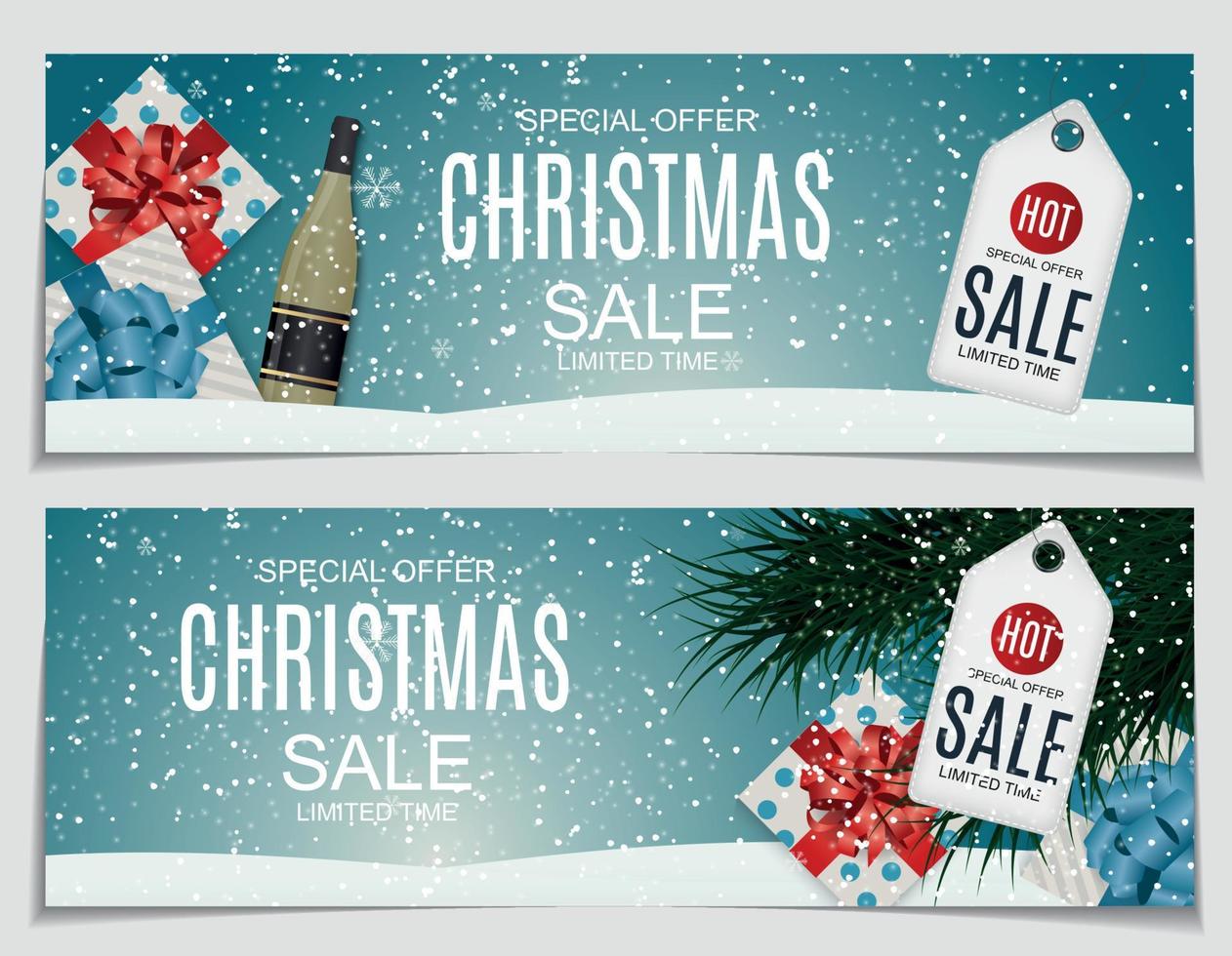 abstrakte Vektor-Illustration Weihnachtsverkauf, Sonderangebot Hintergrund mit Geschenkbox und Schnee. Winter heiße Rabattkartenvorlage vektor