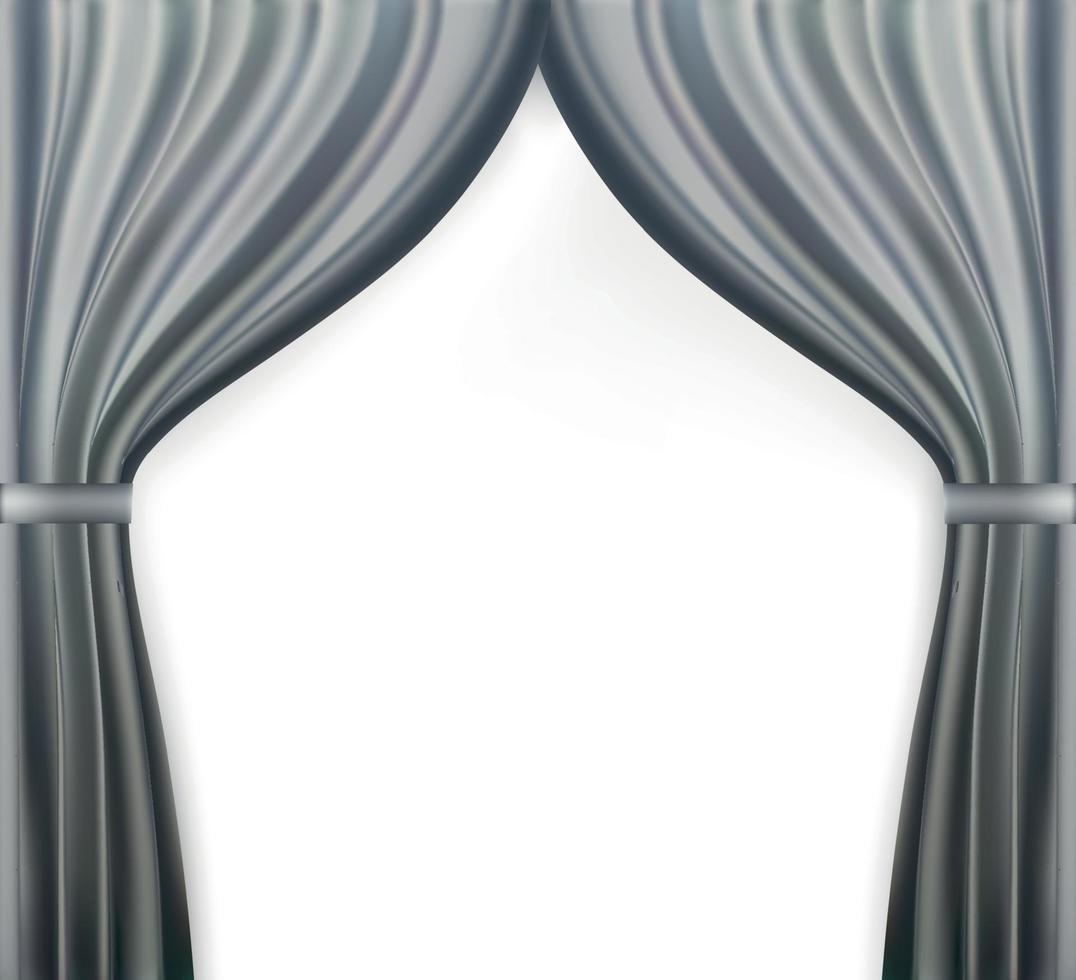 naturalistisk bild av gardin, öppna gardiner grå färg. vektor illustration.