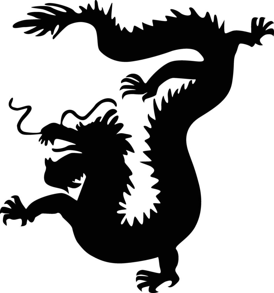 Chinesisch Drachen Silhouette, Chinesisch Tierkreis, Horoskop Symbol auf Weiß Hintergrund. isoliert schwarz Silhouette. vektor