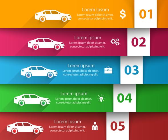 Väg infografisk design mall och marknadsföring ikoner. Bilikon. vektor