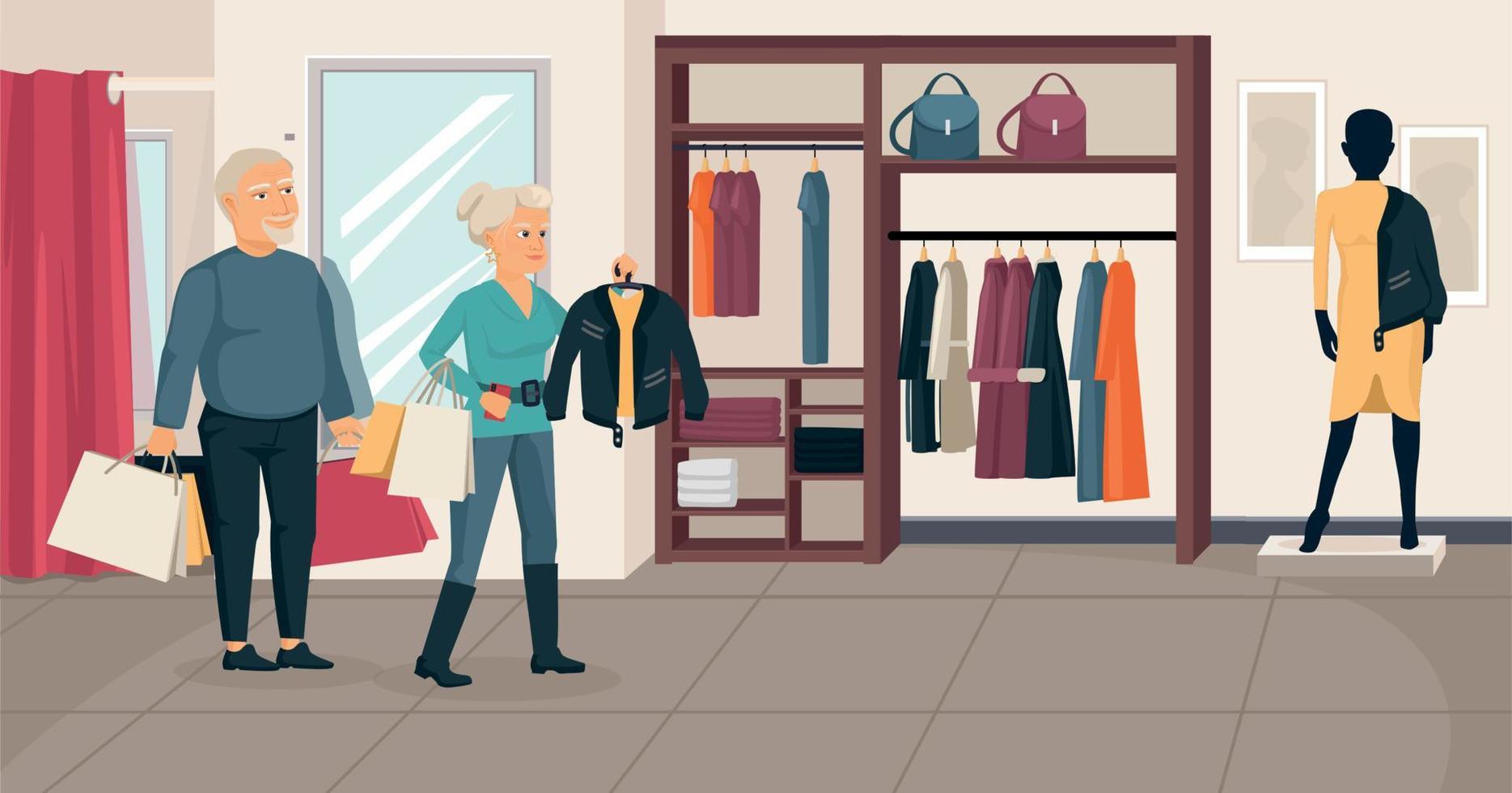 äldre människor shopping sammansättning vektor