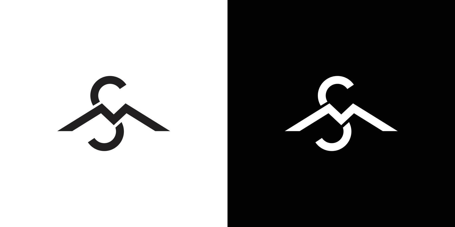 modernes und elegantes buchstaben-sm-initialen-logo-design vektor