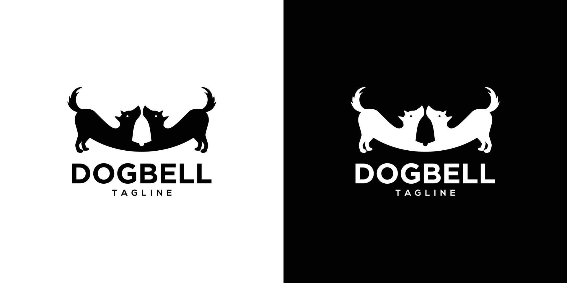 Logodesign von 2 Hunden mit einer einzigartigen und attraktiven Kombination einer Glocke vektor