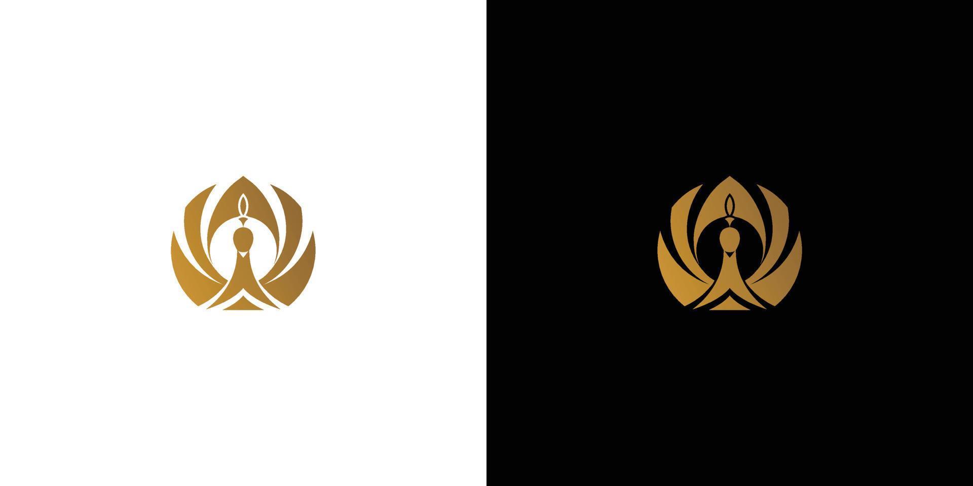elegantes und luxuriöses Pfau-Logo-Design vektor