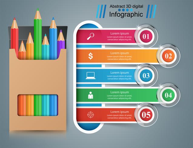 Business education infographic. Penna ikonen. vektor