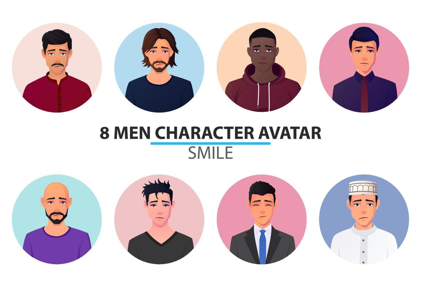 uppsättning av olika sorgliga människor avatarer och porträtt, män profil med negativa känslor premium vektor. vektor