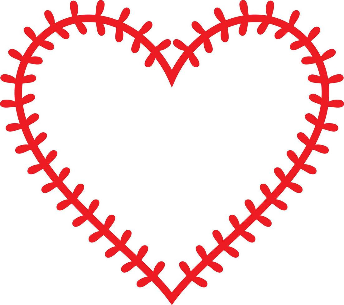 Baseball- oder Softballstiche in Herzform vektor
