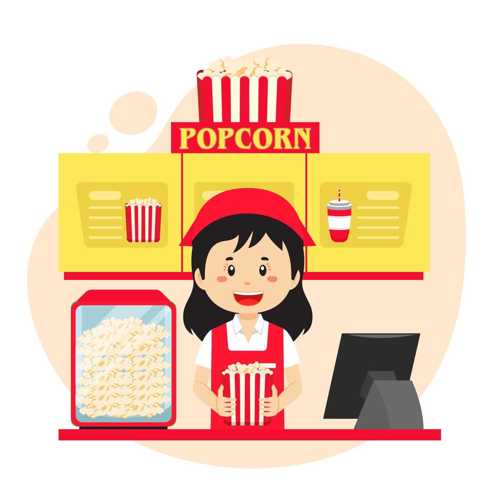 lager vektor popcorn takeaway koncept illustration